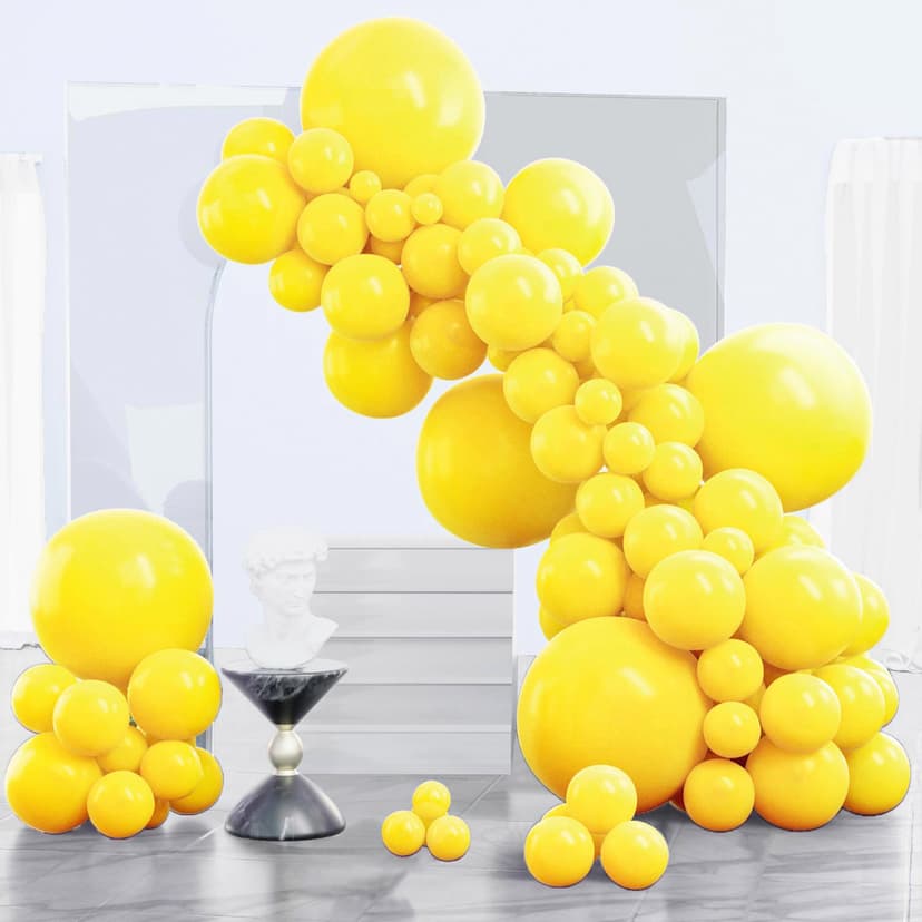 PartyWoo Yellow Balloons 140pcs Matte Yellow Balloons Different Sizes | 18 12 10 5 Inch for Easter Bee Baby Shower Sunflower Birthday Graduation Bee Sunflower Party Decorations Yellow-Y55