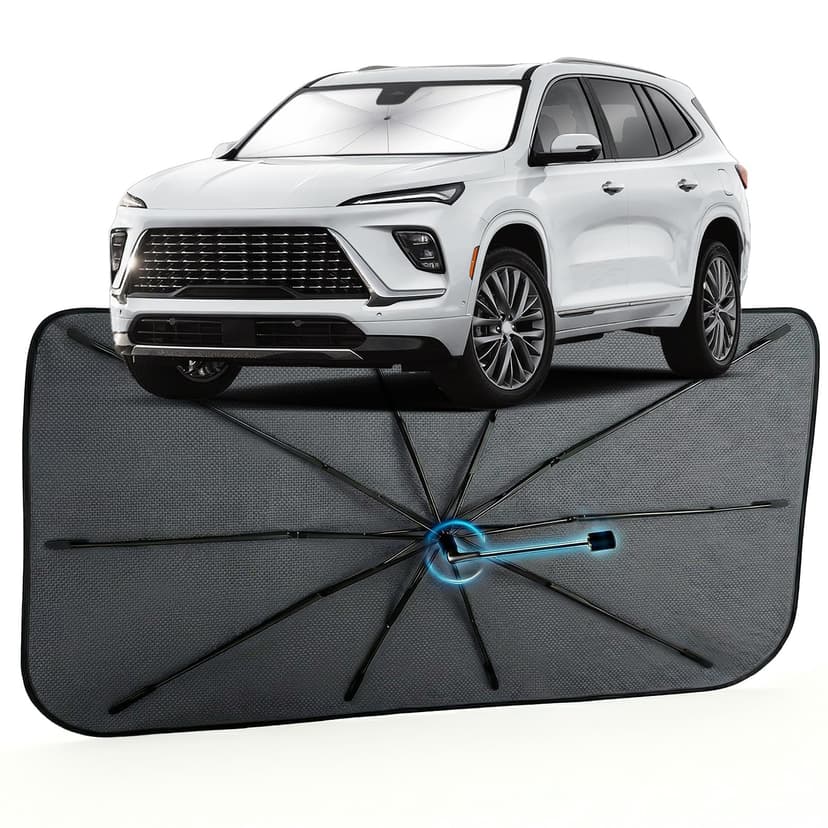Car Windshield Sun Shade Umbrella for Buick Enclave 2018-2026, 1:1 Fit | [Reflective Coated Fabric] Car Shades Sun Visor Keep Car Cool and Protects Interior, Sunshade Umbrella for Front Window
