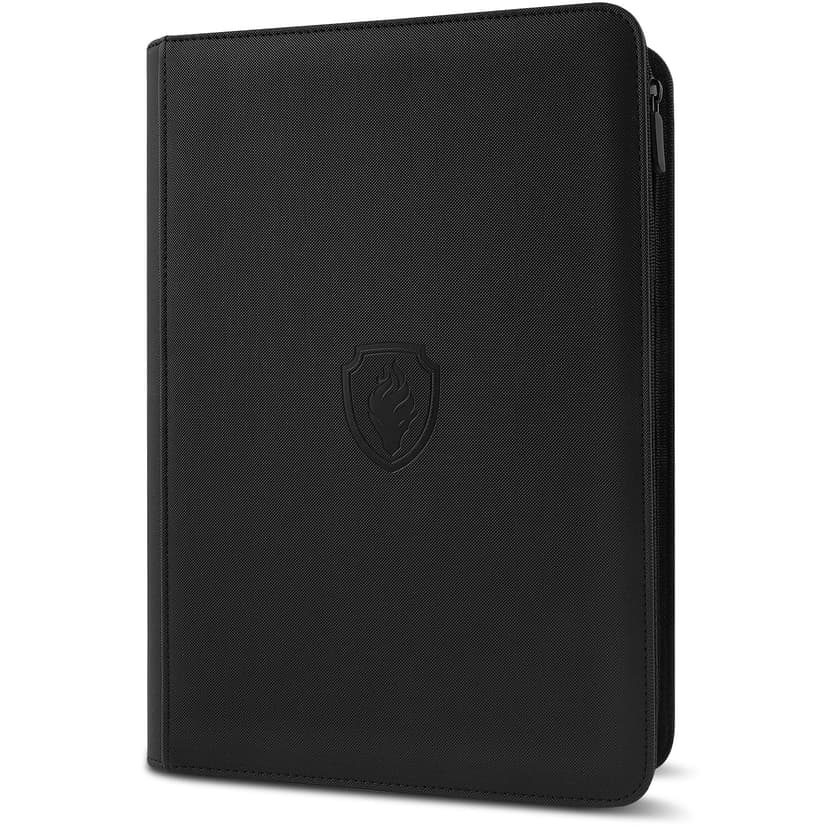 Premium Zip Card Binder, Fabmaker 9 Pocket Trading Card Binder PU Cover | Zipper Card Collection Album for 360 Cards, Sturdy Side-Loading Card Folder Holder for Game & Sports Cards, Black