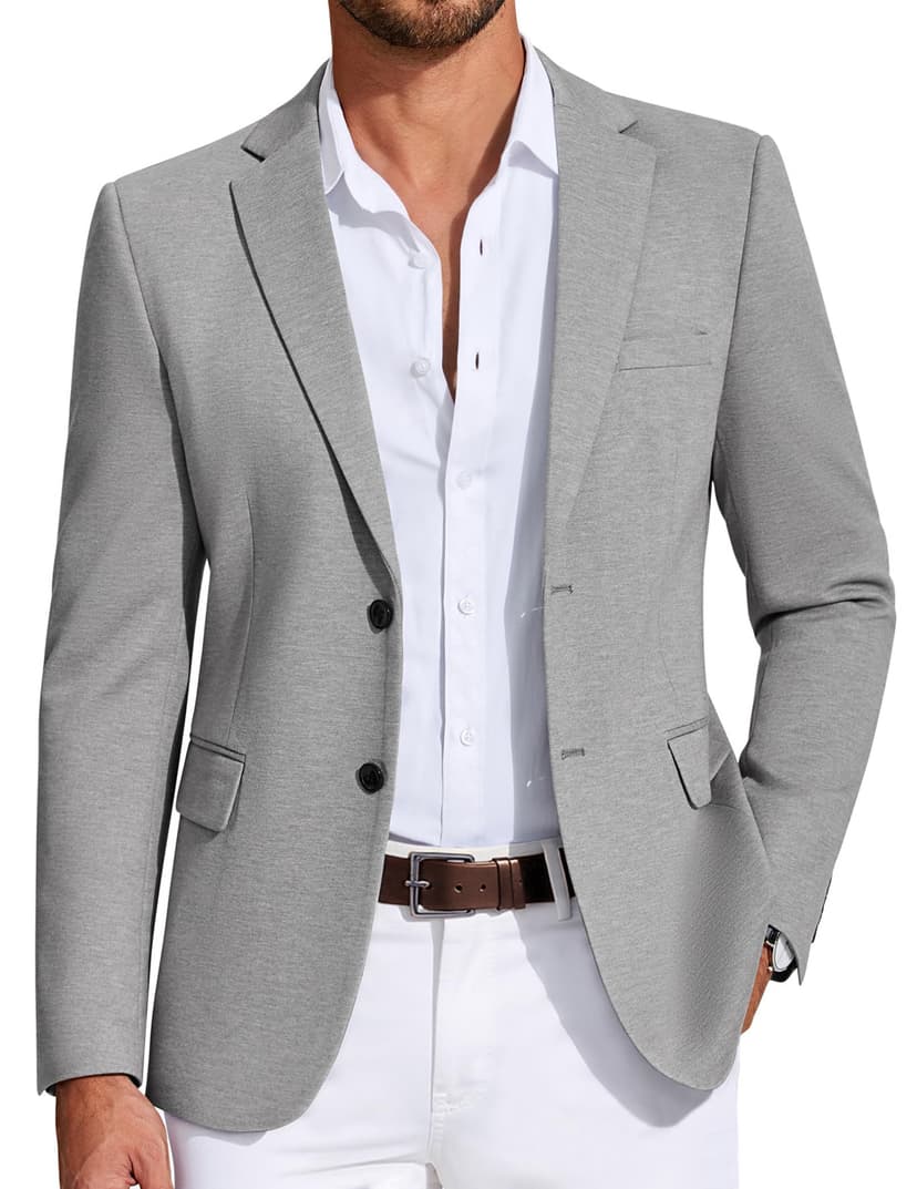 COOFANDY Mens Casual Blazer Knit Sport Coat Lightweight Two Button Suit Jacket