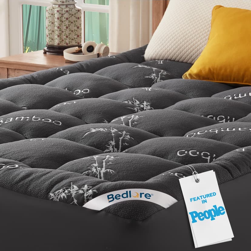 BEDLORE King Mattress Topper , Thick Pillow Top Mattress Pad | Stretchable Pockets Fit 6"-18" Mattress, Soft Breathable Mattress Topper for Back Pain Relief and Hot Sleepers(Dark Gray)