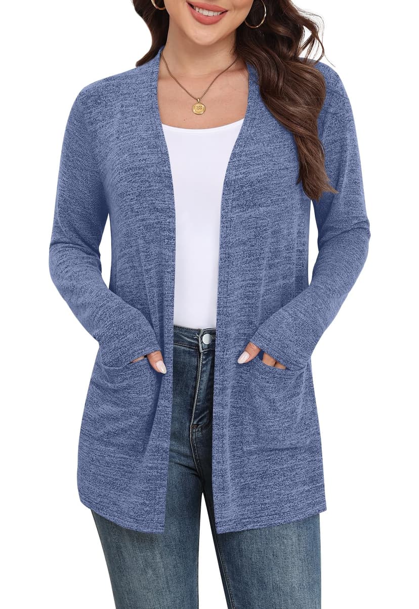 Yincro Womens Lightweight Cardigan Long Sleeve Open Front Casual Sweater Cardigans with Pockets