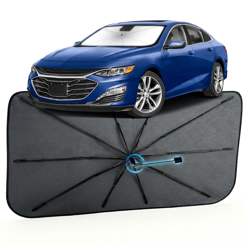 Car Windshield Sun Shade Umbrella for Chevrolet Malibu 2016-2024, 1:1 Fit | [Reflective Coated Fabric] Car Shades Sun Visor Keep Car Cool and Protects Interior, Sunshade Umbrella for Front Window