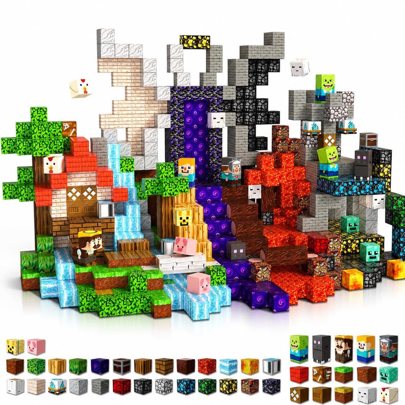 Magneverse 300 PCS 0.8in Magnetic Blocks - Magnet Toys for Kids, Magnetic Building Blocks Cubes, Stacking Magnets, School STEM Toys Birthday Gifts for Boys and Girls Age 3+ Years Old (Theme: Portal)
