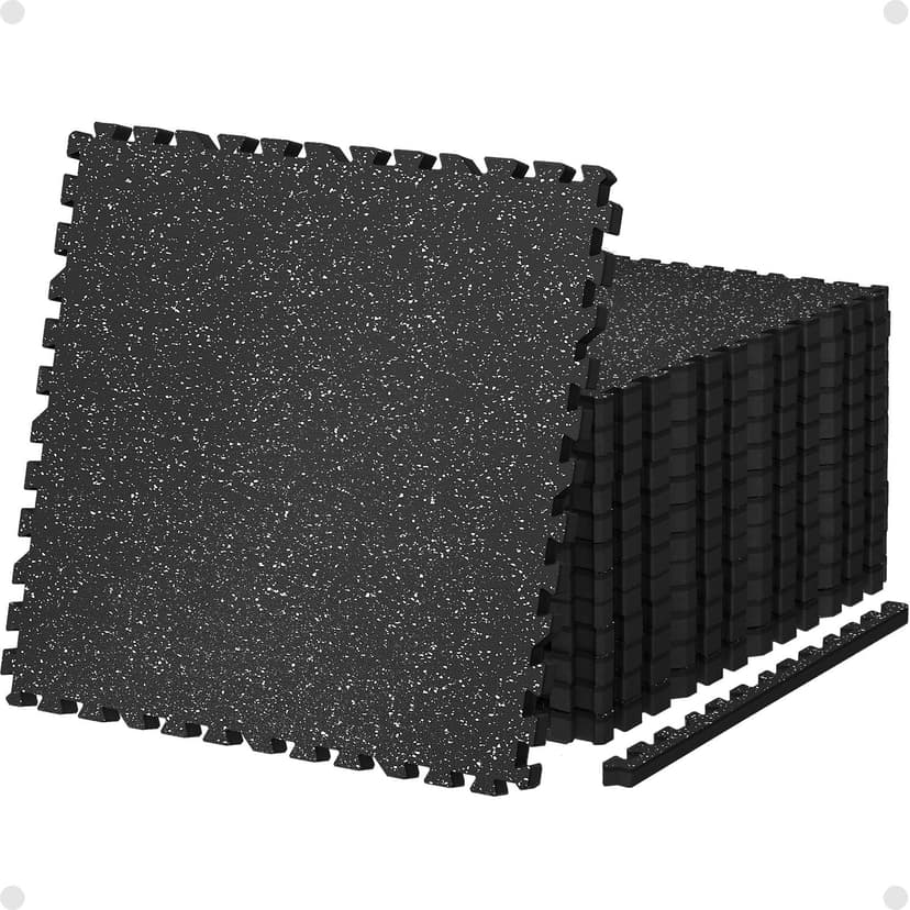 AIRHOP 0.79" Thick Gym Flooring for Home Gym, 24 Sq Ft Rubber Top Gym Mat | 6 Tiles, High Density EVA Foam, Waterproof & Non-Slip Rubber, Interlocking Puzzle Mats, Heavy Duty Floor Protection, 24"x24"
