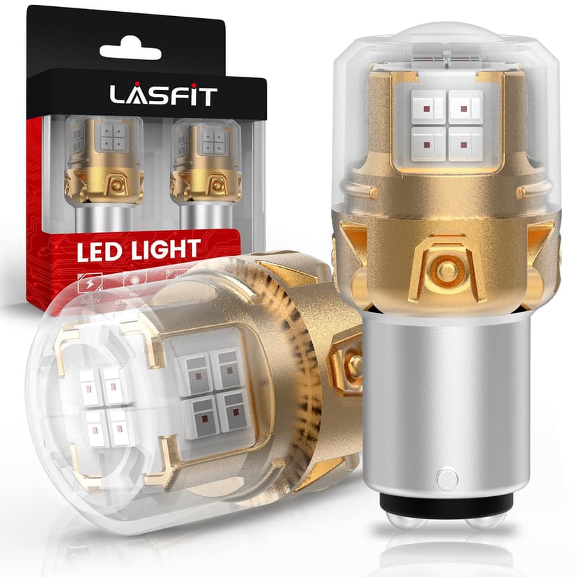 LASFIT 1157 LED Bulb Red for Brake Tail Lights, Upgraded 500% Super Bright 2057 2357 7528 BAY15D LED Lamps with Projector Lens Replacement for Inner Taillights Stop Lights, (2-Pcs)