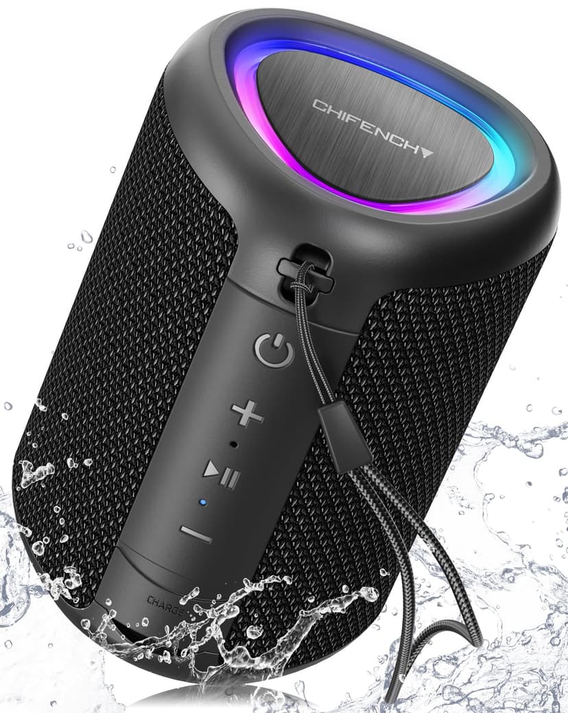 Portable Bluetooth Speaker Beach Essentials: Powerful Crystal Clear Sound/Dynamic Light/IPX5 Waterproof/All Day Playtime/Wireless BT 5.3/TWS Paring, Dad Gifts, Outdoor|Travel|Camping|Pool Accessories