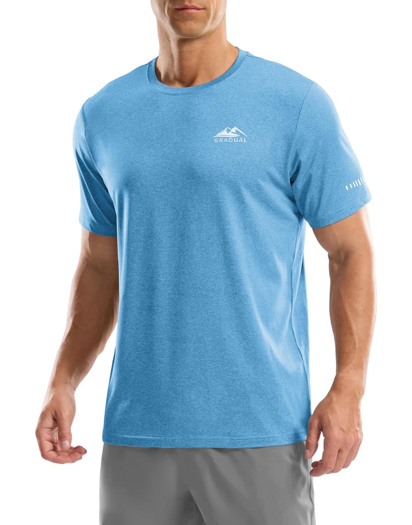 Men's UPF 50+ Sun Protection Swim Shirts Rash Guard Dry Fit Workout Tshirts | Moisture Wicking, Quick Dry, 4-Way Stretch, Reflective Safety Short Sleeve Great for Hot Weather, Athletic, Beach, Hiking