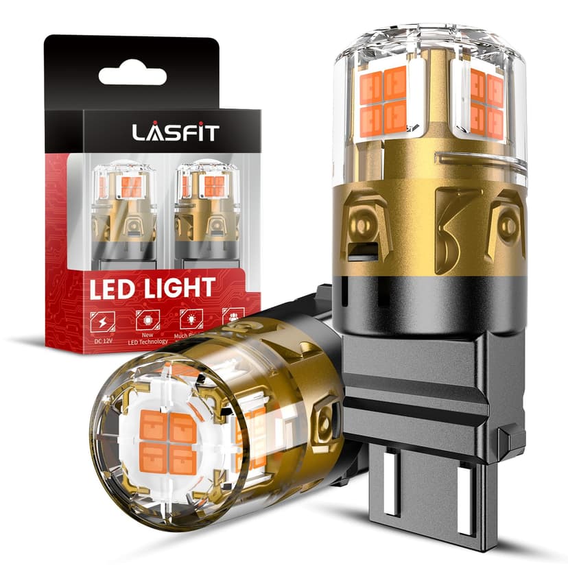 LASFIT 3157 LED Bulb for Turn Signal Lights, 3057 3156 3157a LED Bulbs Amber Yellow, 4000LM Super Bright 3057 4157 4057 for Automotive Turn Signal, Only for Standard Socket, Need Resistor (2-Pcs)