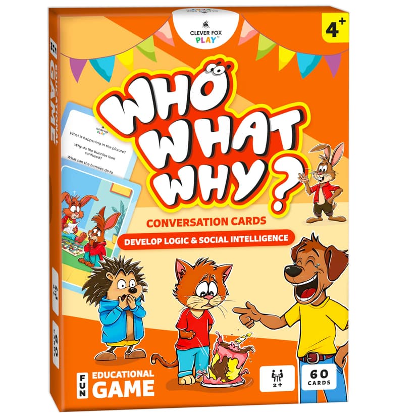 Who What Why Conversation Cards for Kids, Speech Therapy Materials, Ages 4+ | Educational game, social skills flash cards, emotional regulation tool, sequencing activity, therapy toy, learning resourc