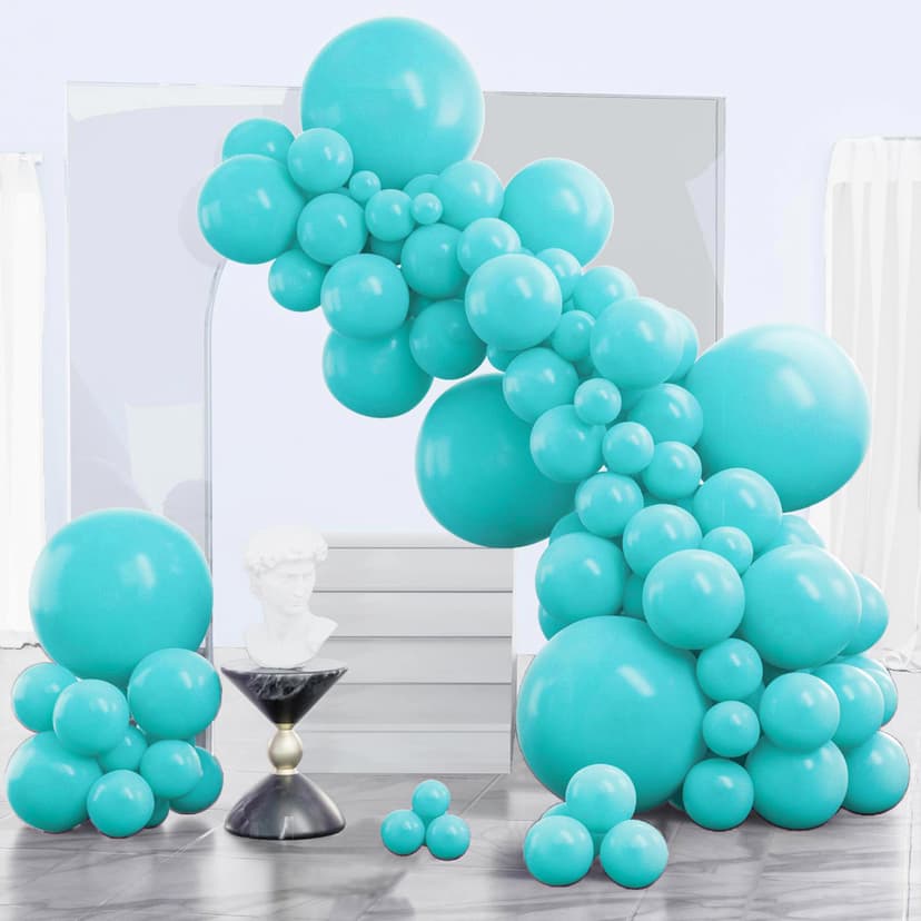 PartyWoo Teal Balloons 140pcs Turquoise Dark Teal Different Sizes | 18 12 10 5 Inch Balloons for Baby Shower Gender Reveal Graduation Mermaid Birthday Pool Wedding Party Decorations Blue-Y69