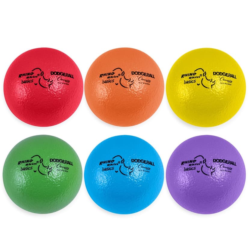 Champion Sports Rhino Skin Dodgeball Set – 6 Soft Foam Balls with Durable Coating, 6" or 7" for Gym, Playground Play