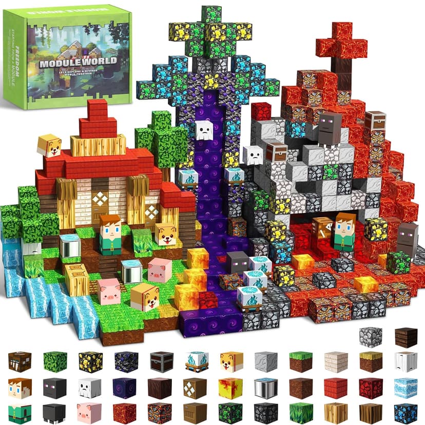 Intoypad 300PCS Magnetic Blocks, Magnetic Building Tiles STEM Toys for Kids | Creative 0.8in Magnetic Building Block Set with 300 Pieces, Magnet Cube Game STEM Learning Toy for Boys and Girls Ages 3+