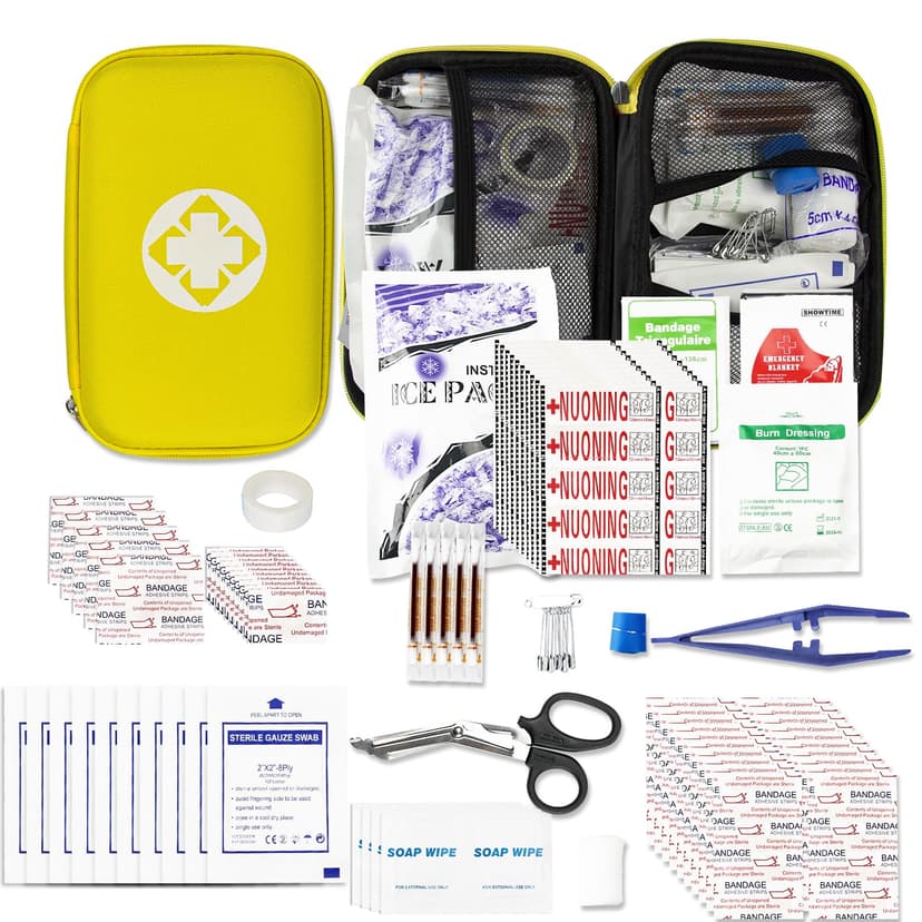First Aid Kit Car Home Emergency Essential Kits - Yellow 277Pcs YIDERBO | Basic Hiking Supplies Survival Gear First Aid Set Camping Backpacking Sports