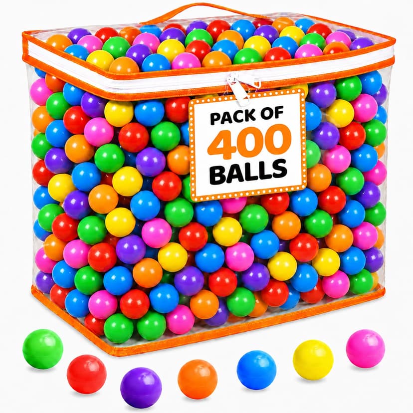 Ball Pit Balls for Toddlers with Storage Bag - 7 Bright Colors, Crush Proof, Great Play Toys for Tents, Pools, and Party