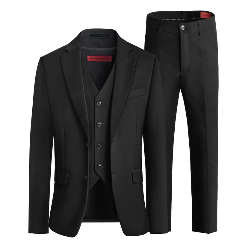 Marvelous World Boys' Formal Slim Fit Suit Set, Adjustable Waist | Kids Tuxedo Suit with Jacket, Vest, Pants, Shirt, Tie, Pocket Square & Bow Tie for Wedding, Daily Wear & Graduation