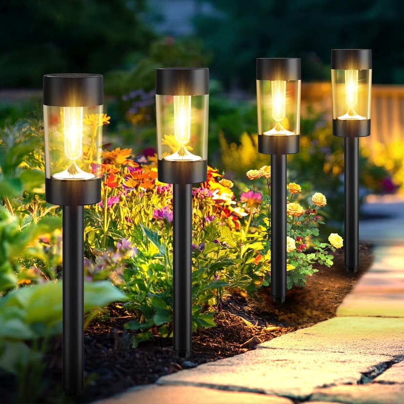 Eyrosa Solar Pathway Lights Outdoor Waterproof, 12 Pack, Warm White | Solar Landscape Lighting for Pathway Garden Yard Path Walkway Driveway Lawn Outside Décor