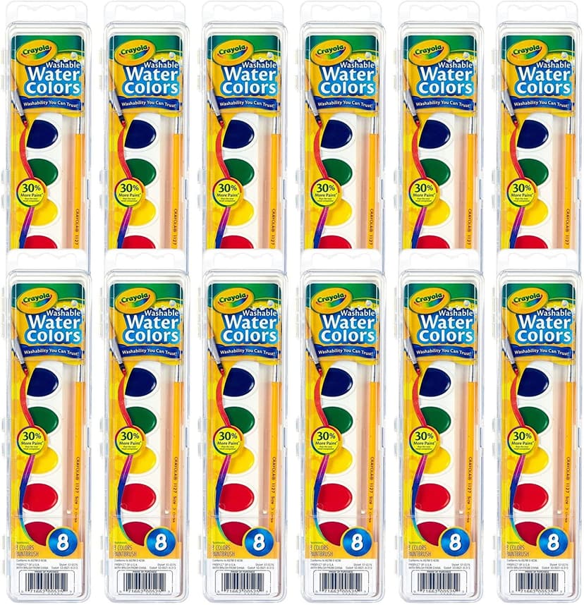 Crayola Washable Watercolor Paint Sets for Kids & Teachers (12ct), Bulk Classroom School Supplies for Preschool & Kindergarten, Wishlist Essentials, Crafting Activities for Toddlers | Watercolor Paint