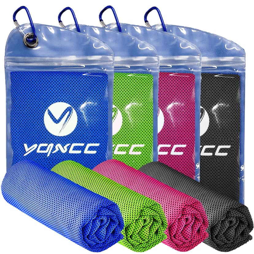 YQXCC 4 Pack Cooling Towels (47"x12"), Ice Cool Towels for Neck & Face | Soft Breathable Microfiber, Instant Cooling Neck Wraps, Ideal for Yoga, Golf, Gym, Running, Camping & Hot Weather