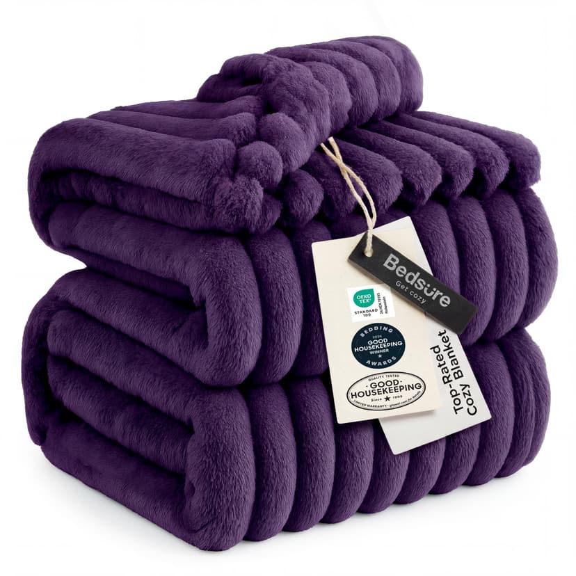 Bedsure Soft King Size Blankets for Bed Purple 108"x90" | Birthday Gifts for Women Mom Her, Warm Lightweight Cozy Fluffy Throw Blanket Sofa, Dorm Room Home Decor, Machine Washable