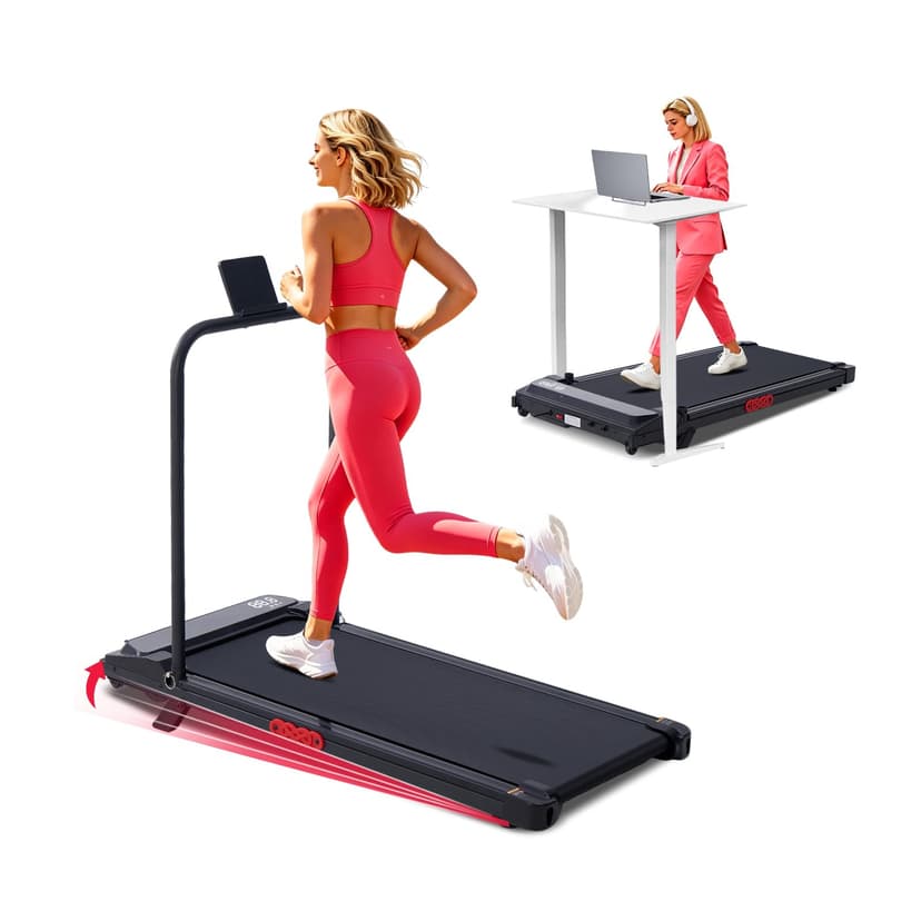 Portable Walking Pad Treadmill with Incline and Handle Bar for Home 3.0HP Mini Walking Pad with Handle Bar, 0.6-7.6MPH Treadmill for Small Spaces, 350LBS Treadmills with Handles
