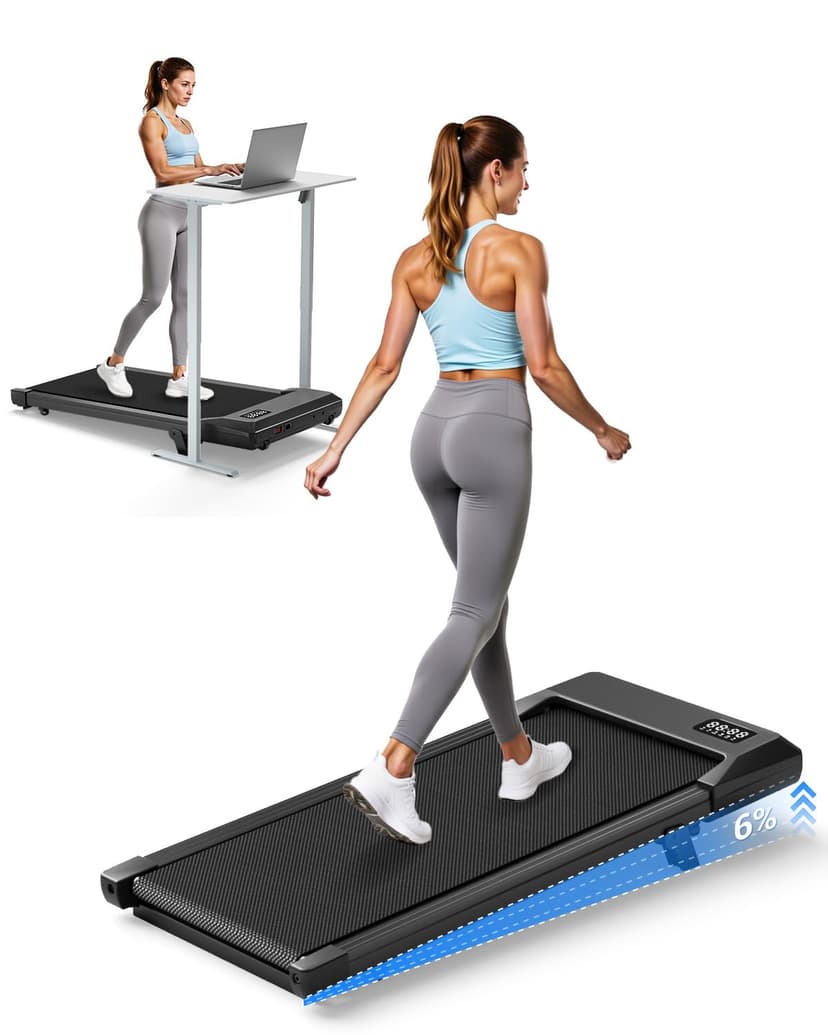 Superun Walking Pad with 6% Incline, Under Desk Treadmill for Home Office, 3 in 1 Portable Walking pad Treadmill with Remote Control, 2.5HP Quiet Mini Treadmills, 300 lbs Capacity