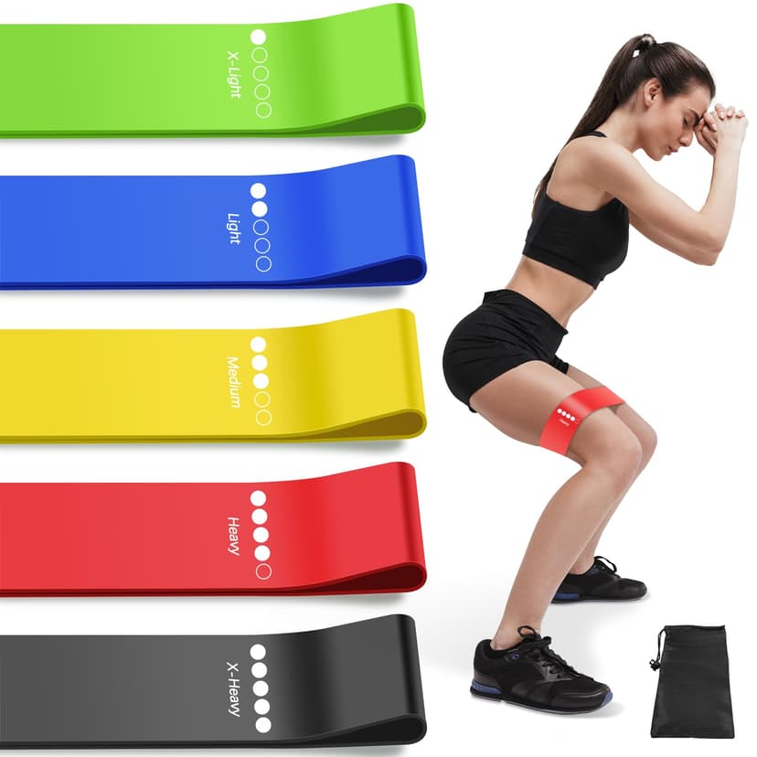 Resistance Bands for Working Out, Exercise Bands Resistance Bands Set with 5 Resistance Levels, Multi-Colored Workout Bands for Indoor & Outdoor Fitness, Leg Strength Training, Yoga