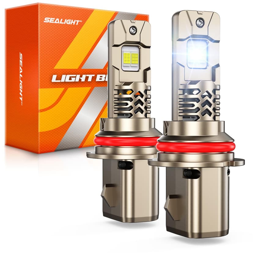 SEALIGHT 9007 LED Light Bulb, 70,000LM 1200% Brighter HB5 LED Bulbs, 1:1 Real Mini Size 6500K Cool White, 70000Hrs Extended Lifespan, IP68 Waterproof, 3MIN Plug and Play, Pack of 2