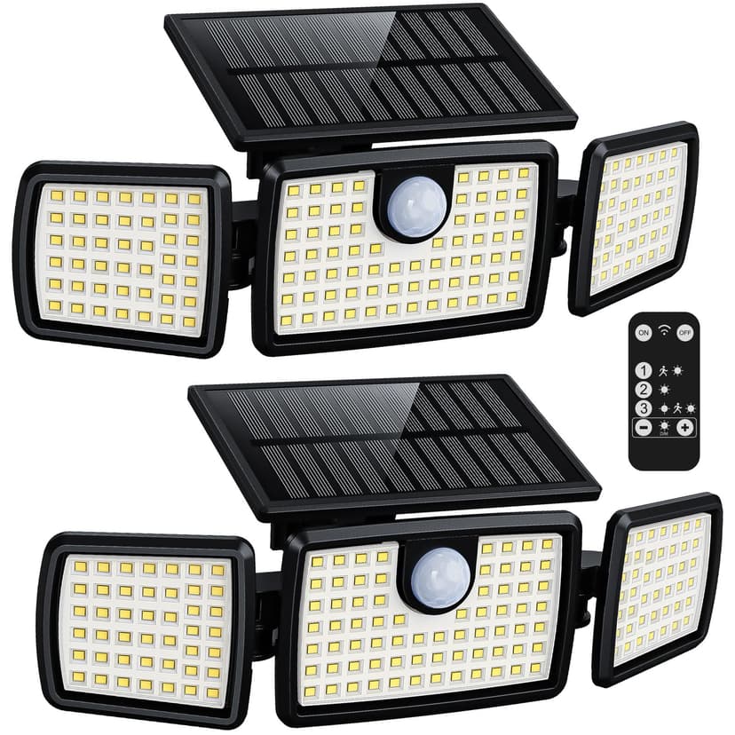 MIHANI Solar Lights Outdoor, Quick Charge Solar Motion Deck Lights Outdoor for Deck with High Brightness, Larger Built-in Tempered Glass Panel, Sensitive PIR Motion Inductor (Remote,2 Pack)