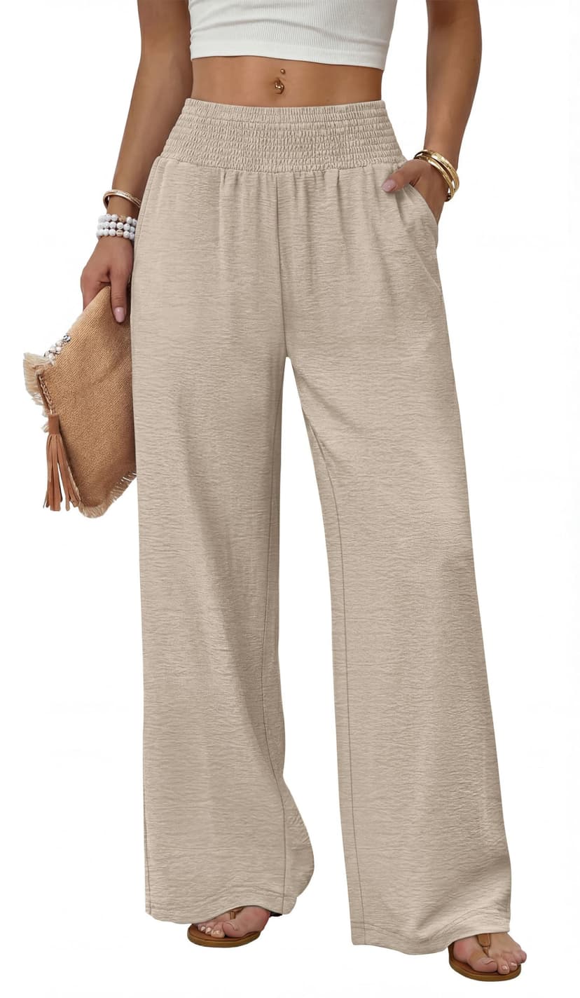 Sampeel Wide Leg Pants Woman High Waist Trousers with Pockets Casual Lounge